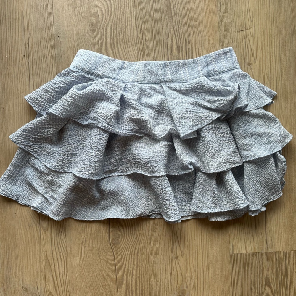 Derek Lam 10 Crosby Blue ruffled mini skirt silk size 0, girly layered spring